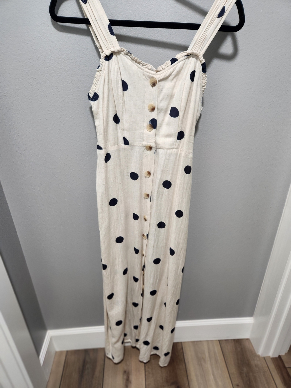 Kids Polka Dot One-Piece Jumpsuit - Cream with Navy Dots